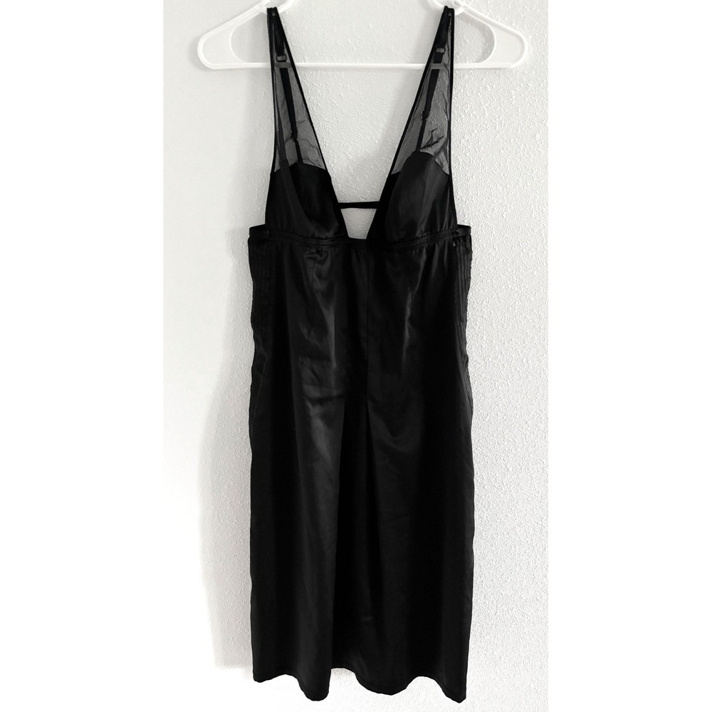Victoria Secret Slip Dress Womens Medium Black Very Sexy Satin Lace Romantic